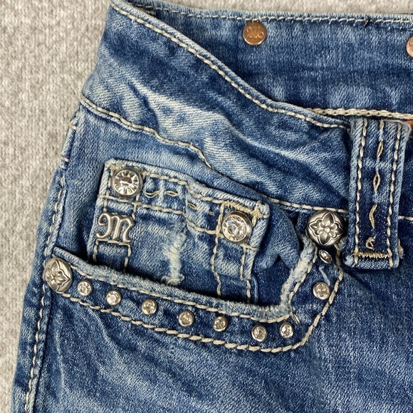 Miss Me boyfriend capri size 27 bling western 28x24 flap pockets rhinestones - Picture 6 of 11